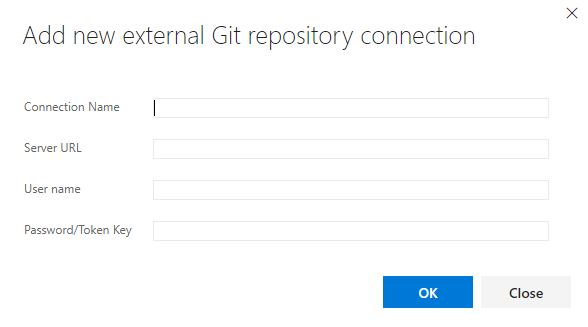 Add new external Git repository connection