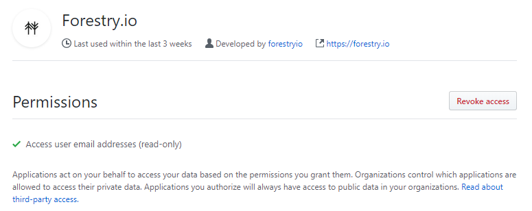 将 Forestry.io 的 GitHub OAuth App 保持在基本授权