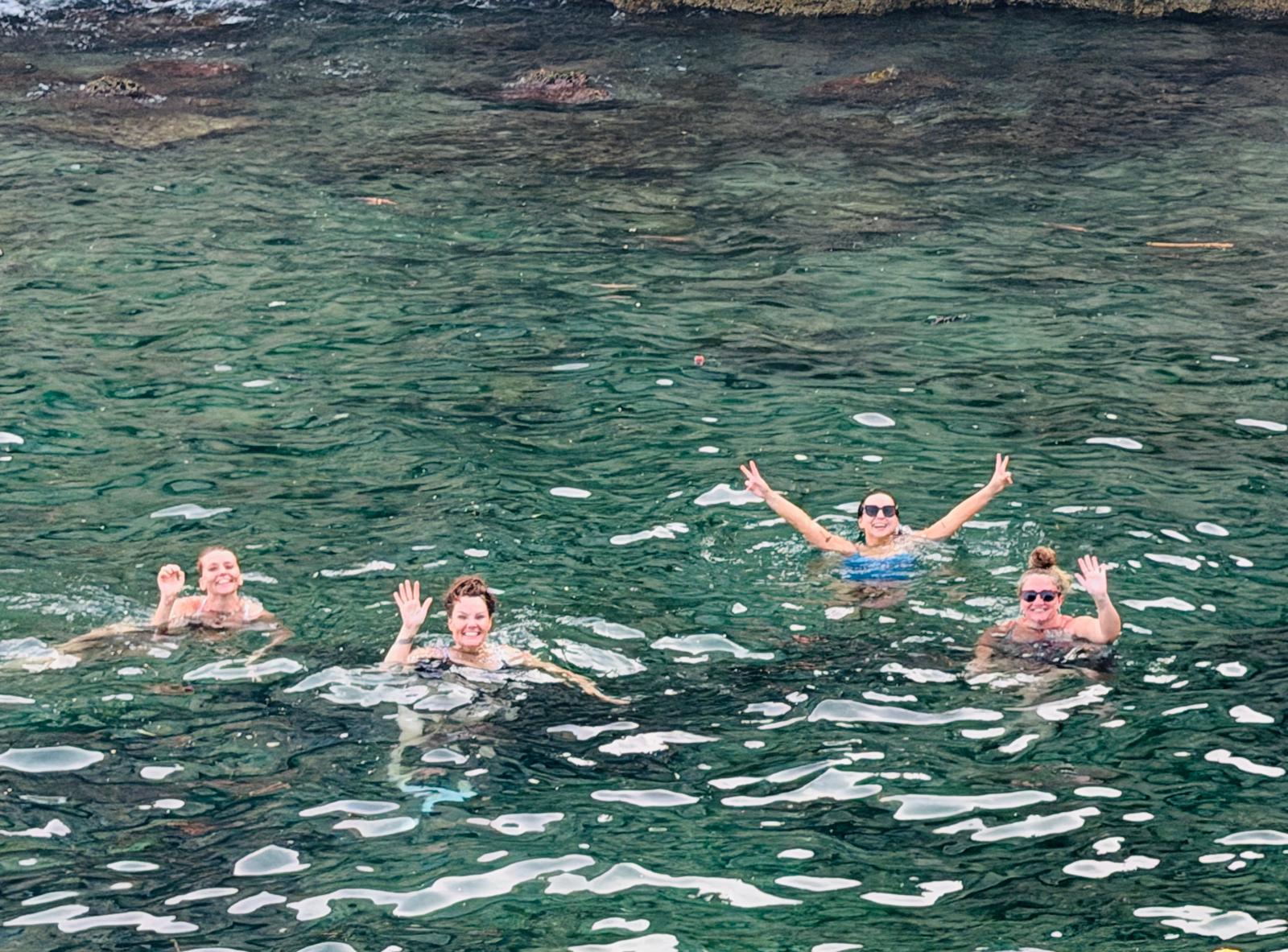 Swimming in clear water