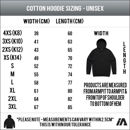 Hoodie Sizing Chart