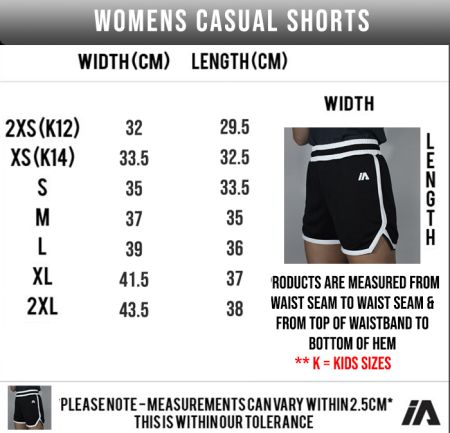 Casual Shorts Womens Sizing Chart