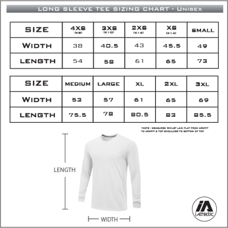 Cotton LS Tee Sizing Chart