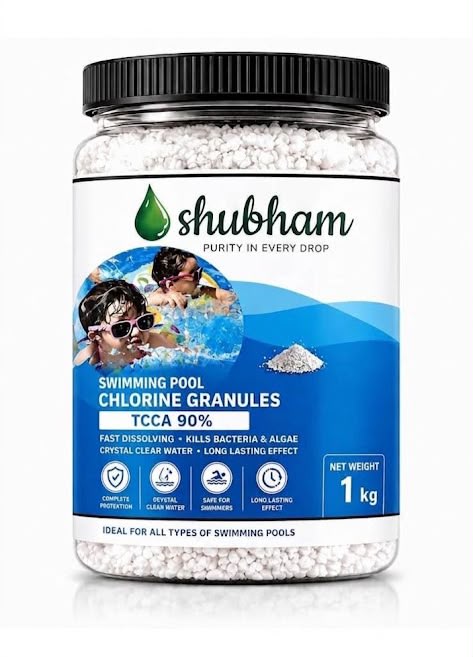Chlorine Granules for Swimming Pools – 5KG | 90% TCCA Fast-Dissolving Formula | Kills Bacteria & Algae | Best Pool Water Cleaning Solution (5Kg)