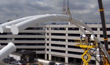 Ruwbouwwerken voor plaatsing van spantstructuur- brugconstructie image
