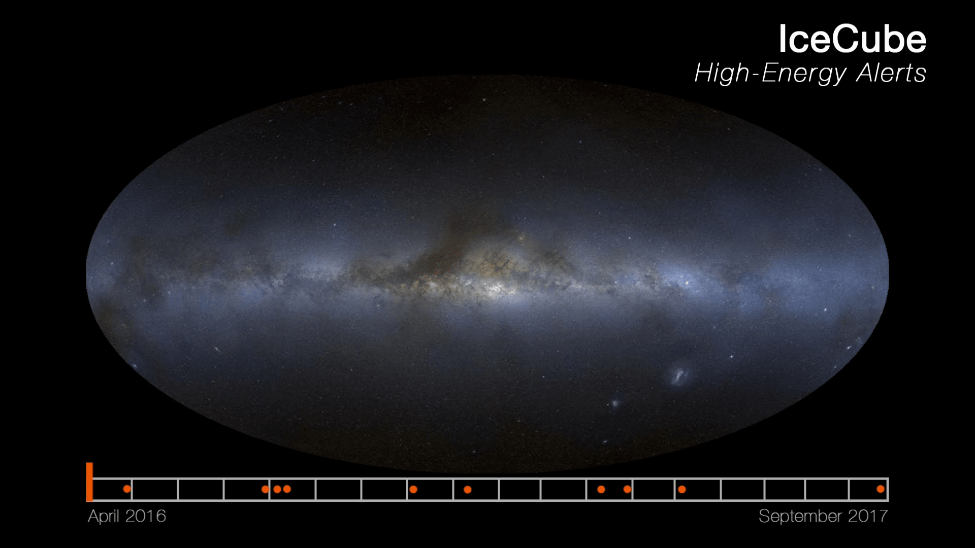 Animation: High-energy neutrino alerts and neutrino flare