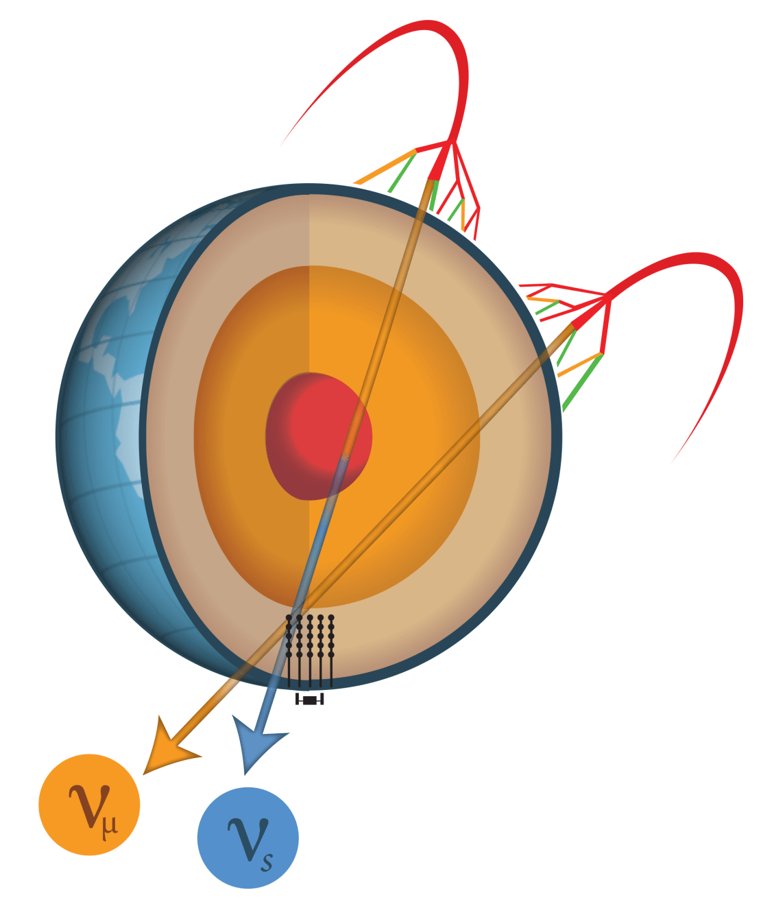 Sterile neutrinos through Earth's core