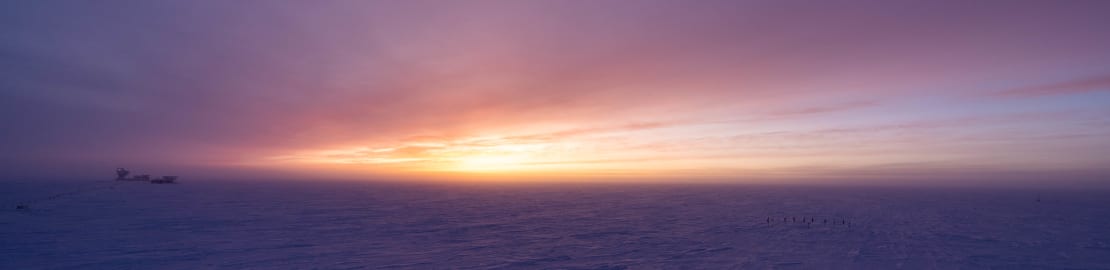 Panorama of South Pole horizon days before sunrise.