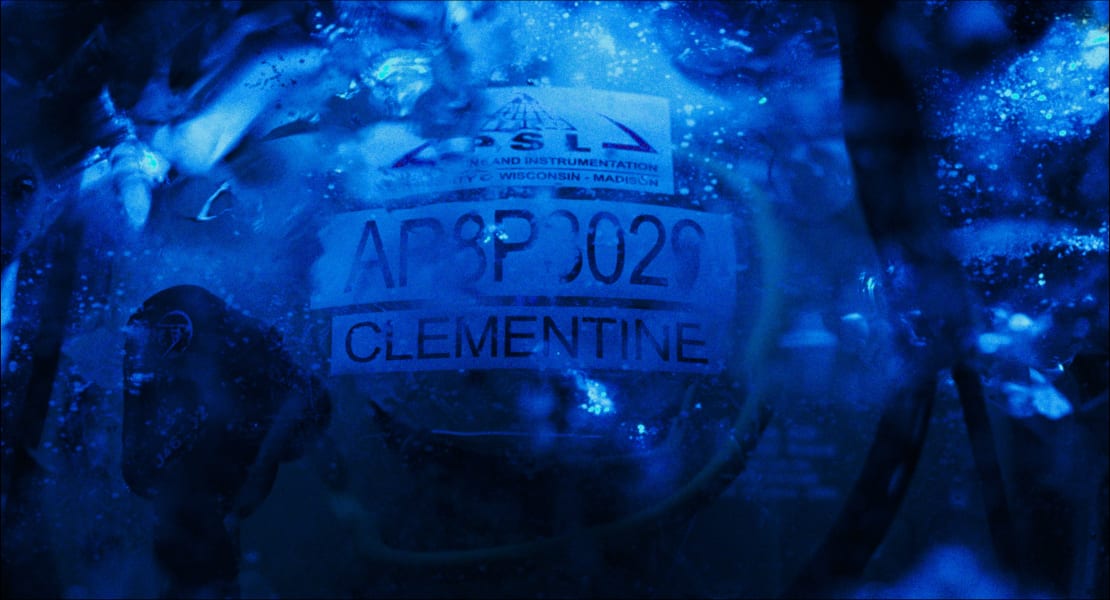 A still of an IceCube digital sensor from the movie "Messengers"