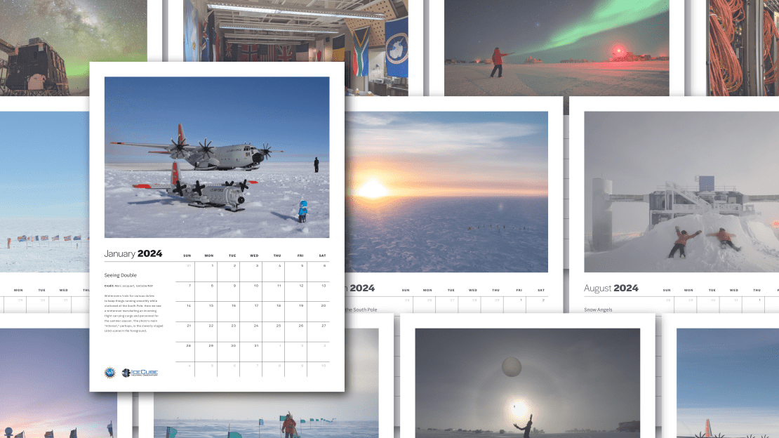 A collage of photos from the 2024 IceCube calendar