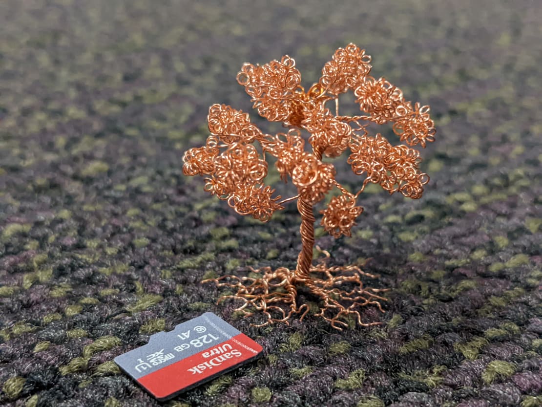 A tiny tree made with wire