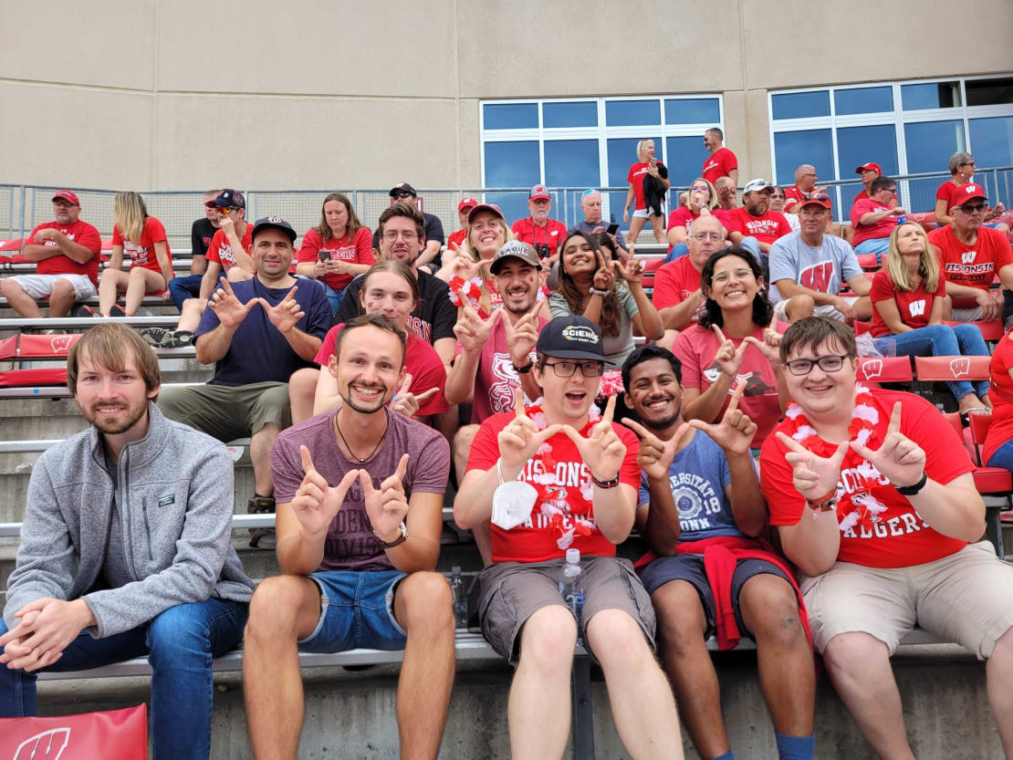 Participants at a UW–Madison football game