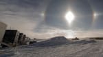 Sundogs in partly cloudy skies at the South Pole.