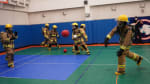 Group in full fireteam gear playing in the gym.