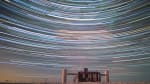 Star trails above the IceCube Lab.