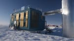 Three-quarter view of the backside of the IceCube Lab.