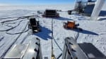View of cable and hose reels from above in the drill tower.