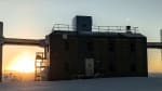 Sunset behind the IceCube Laboratory.