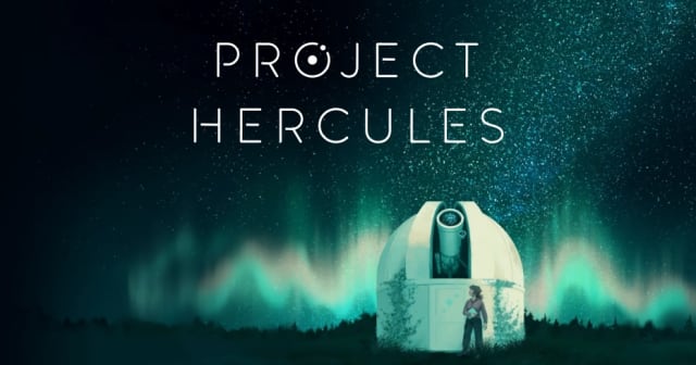 Project Hercules game poster showing an observatory in the night sky with auroras and stars