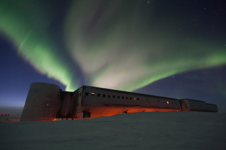 aurora over station