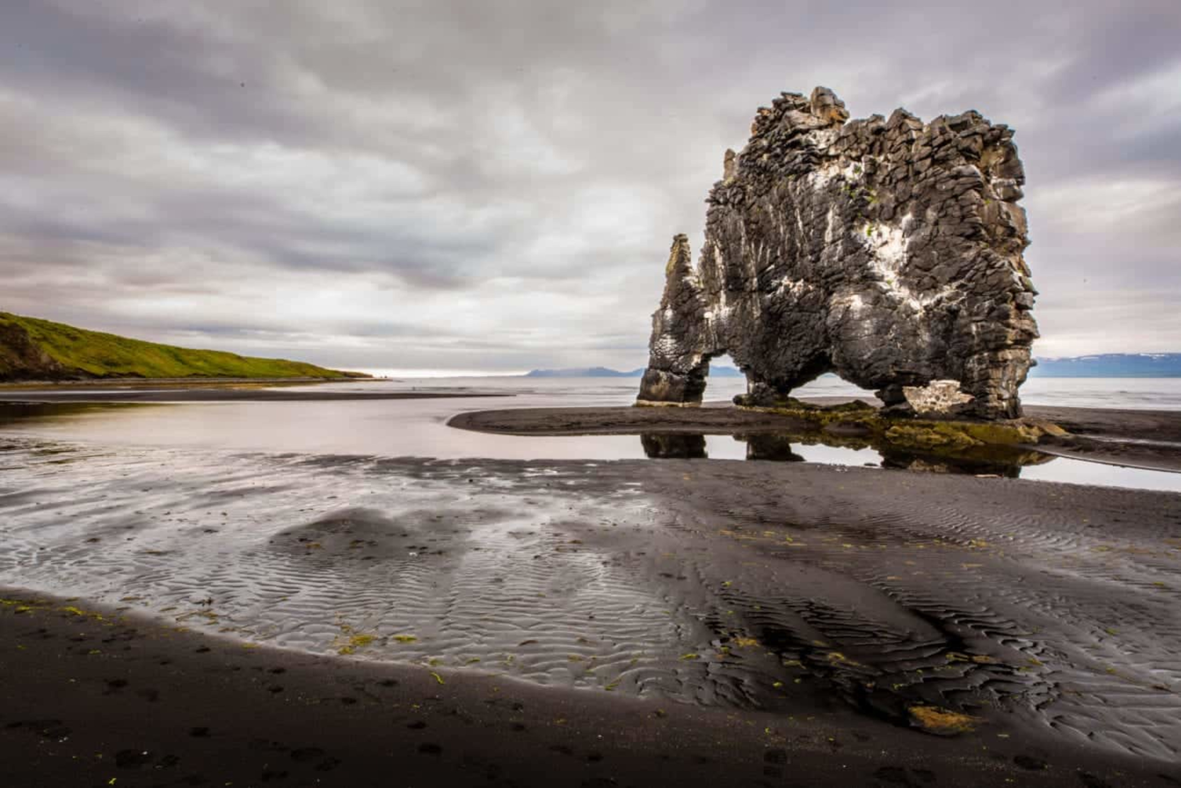 Hvítserkur basalt rock on the beach