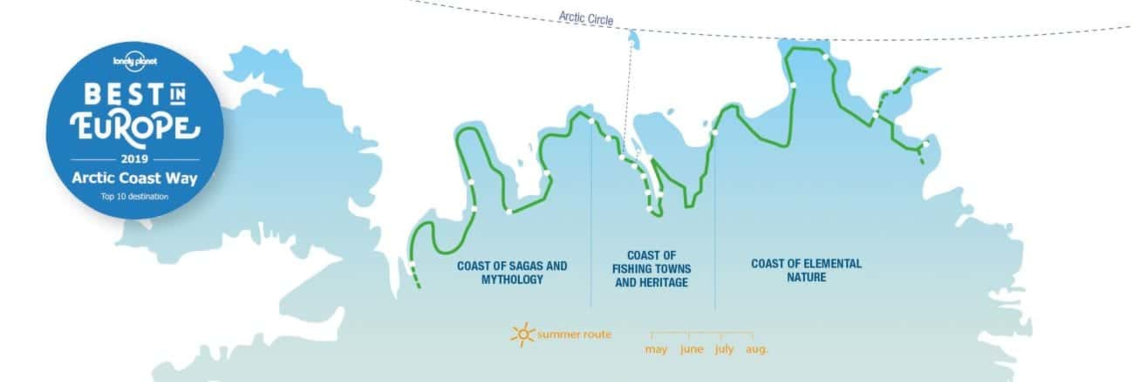Map of the Arctic Coast Way in Summer