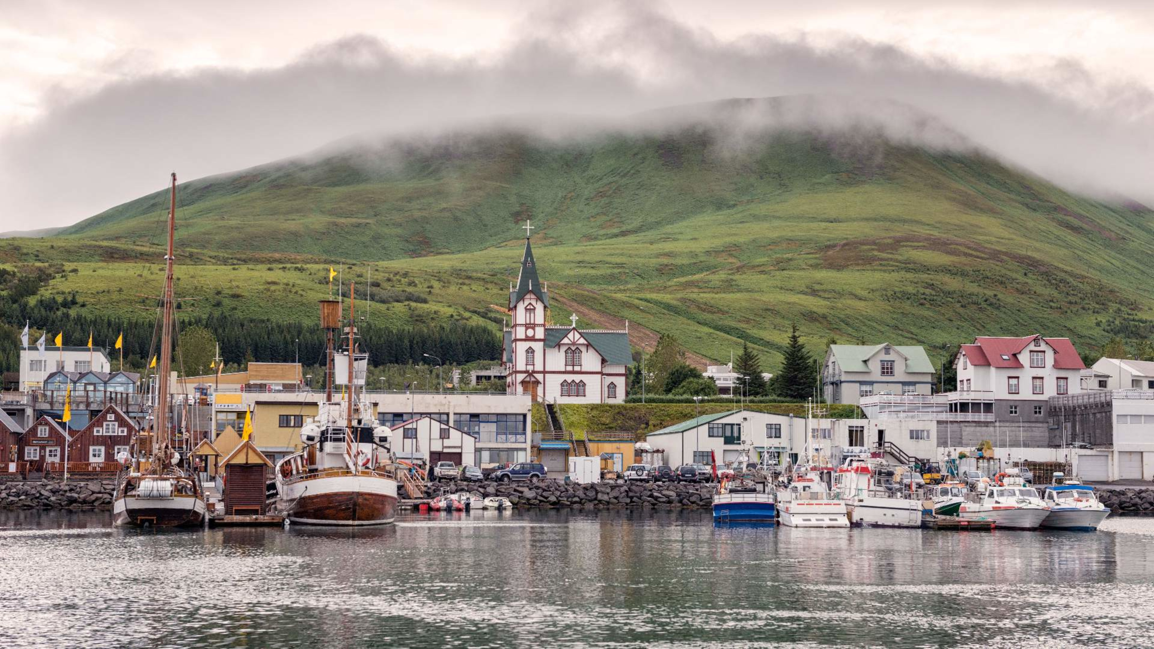 The harbor in the fishing village of Húsavík