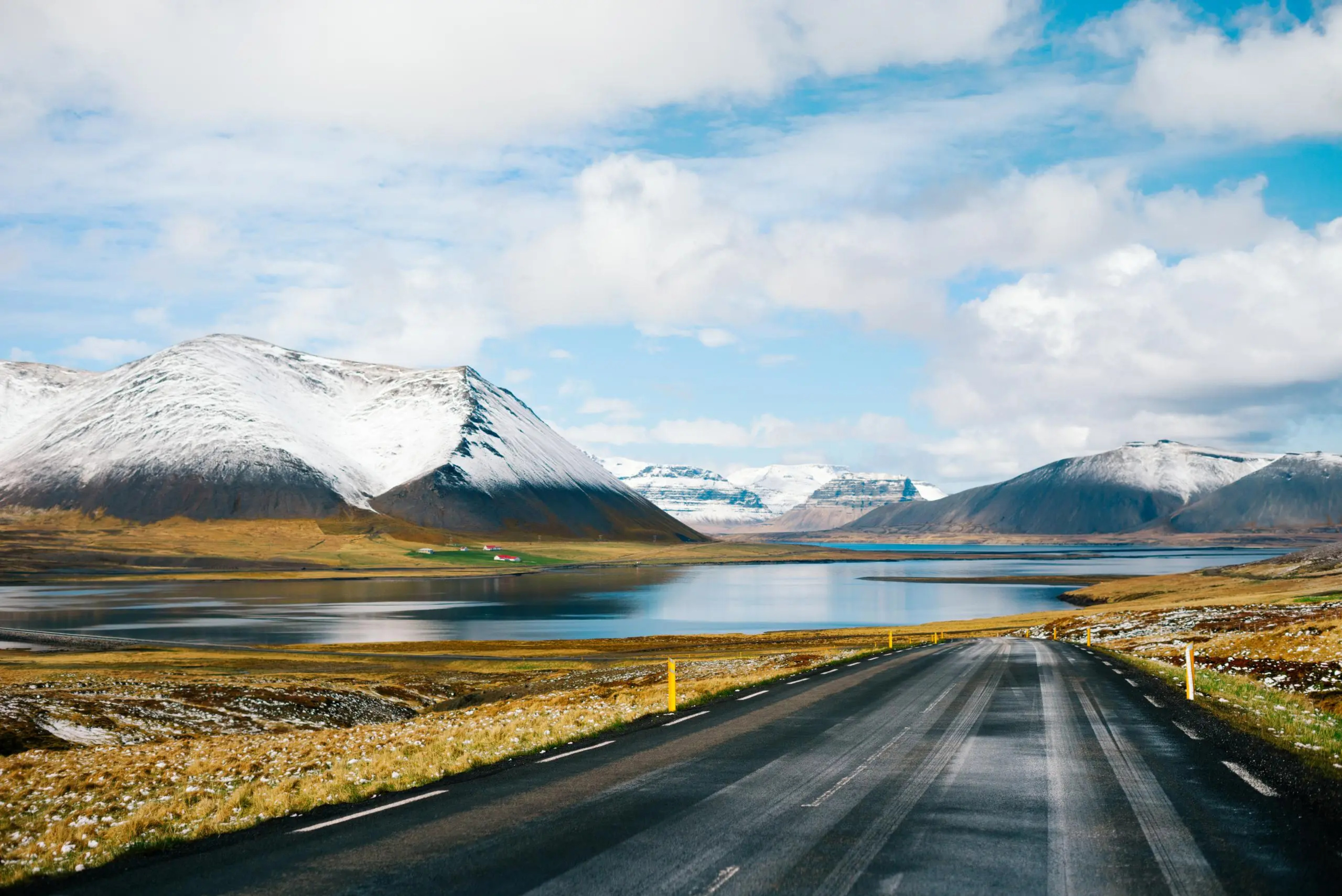 Road through the mountains and fjords in Snaefellsnes peninsula Iceland