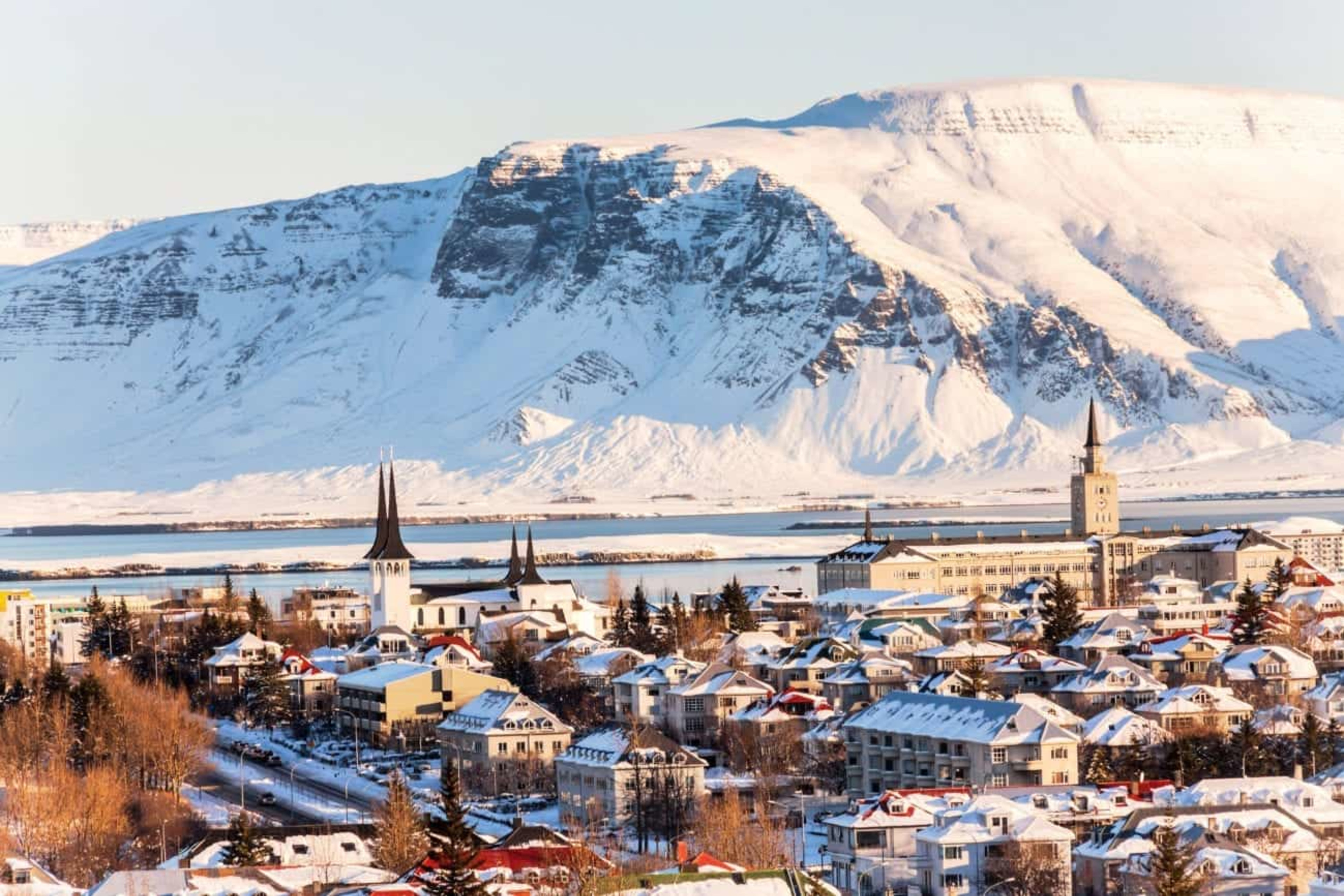 View over Reykjavik in winter