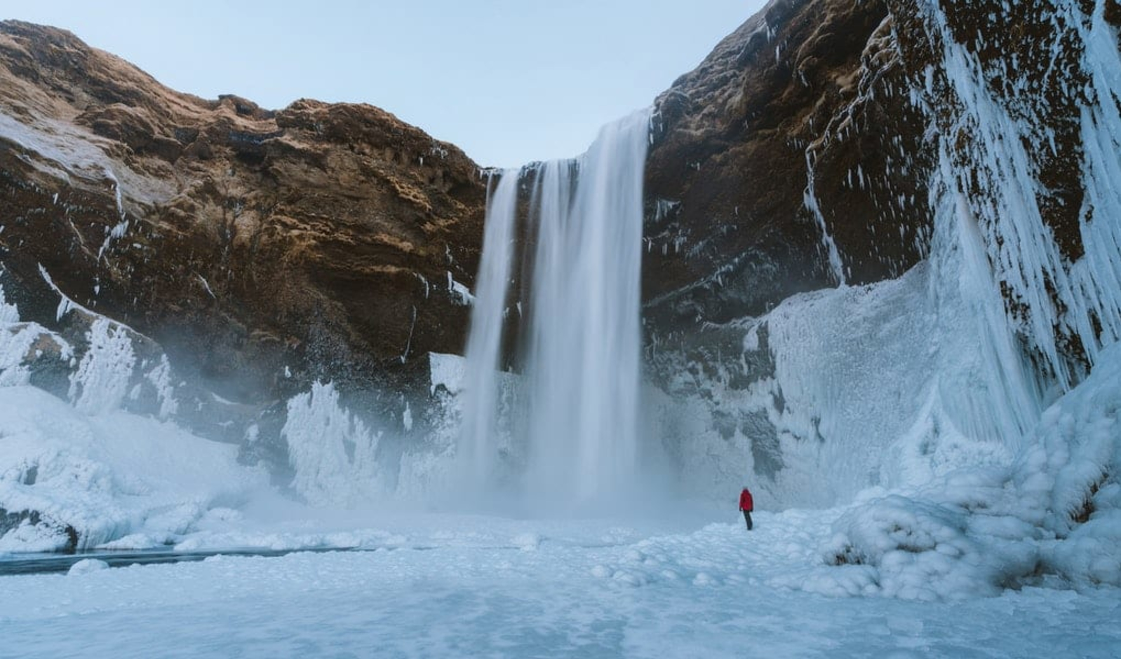 Skogafoss waterfall in Iceland during Winter