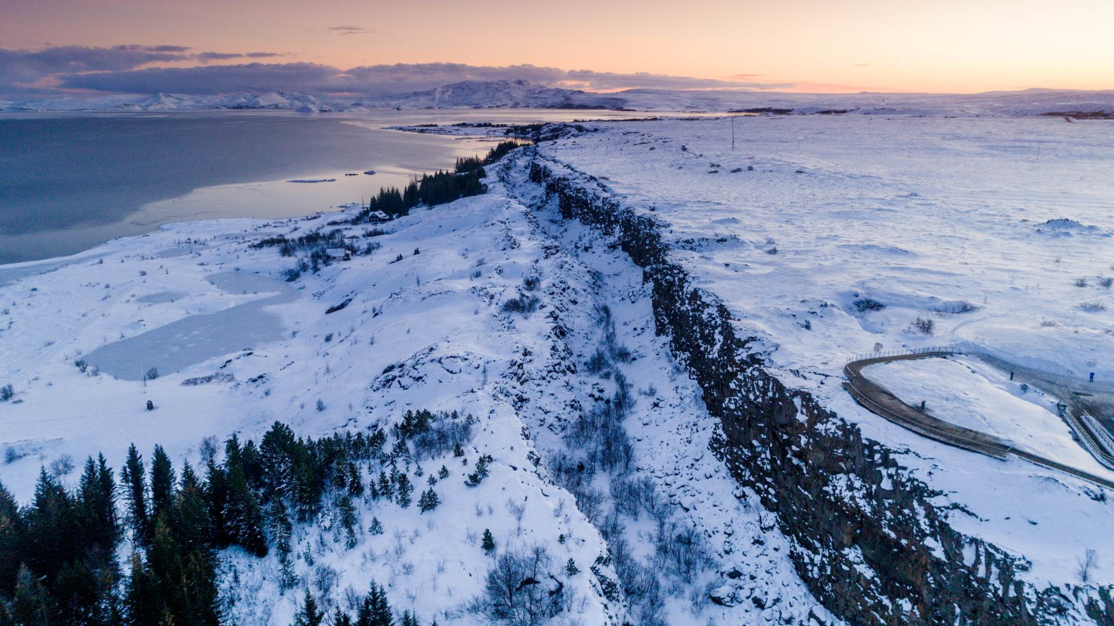 Þingvellir National Park covered in snow