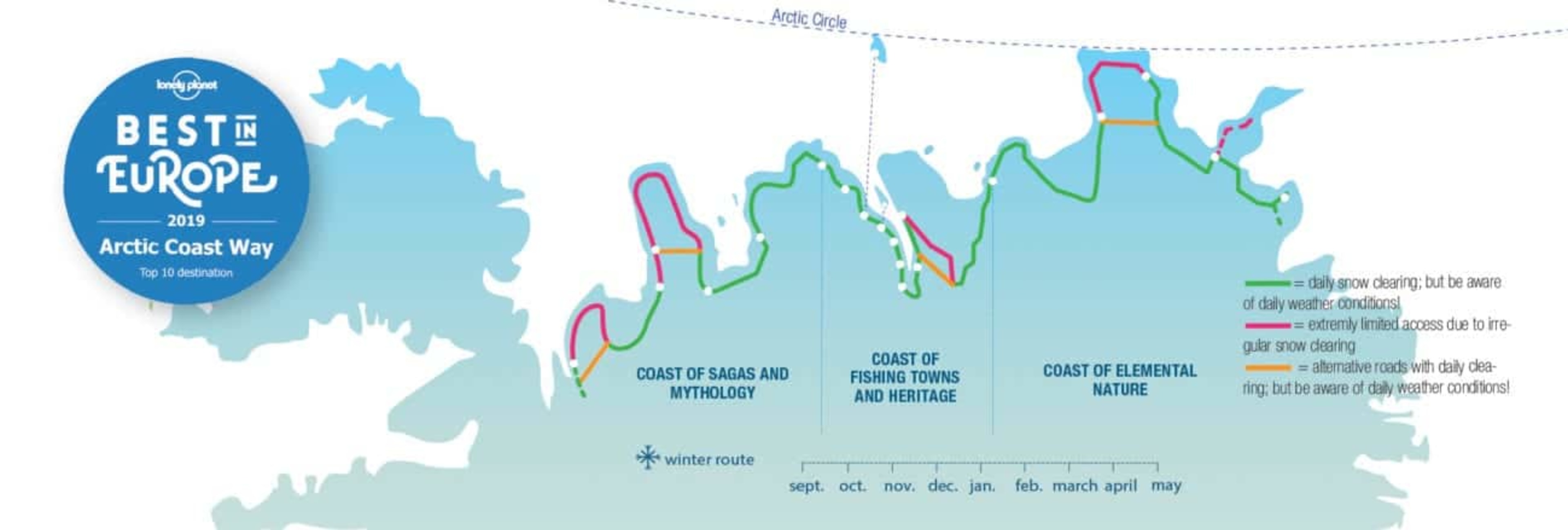 Map of the Arctic Coast Way in Winter