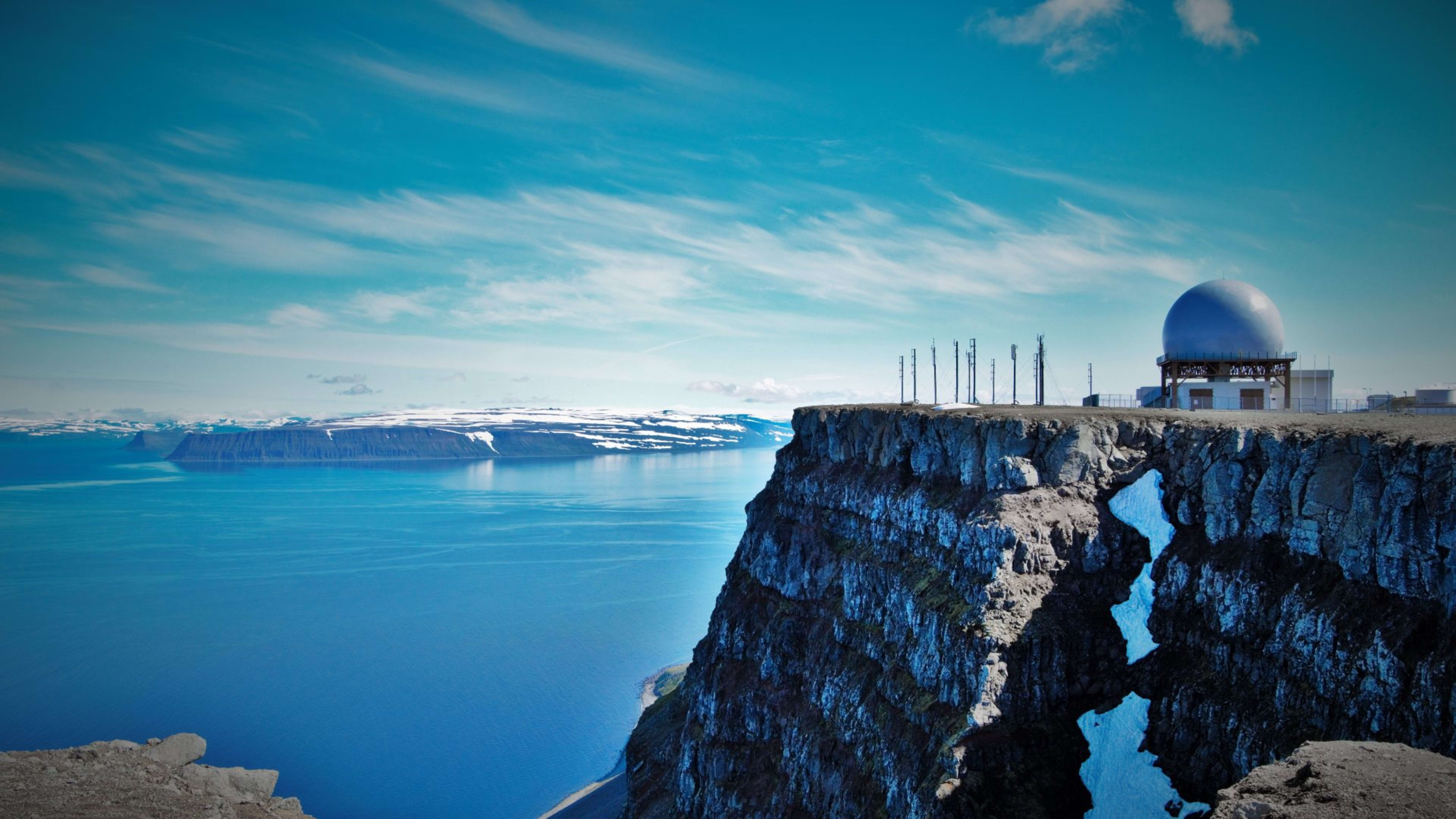 The Bolafjall radar station near the village of Bolungarvík