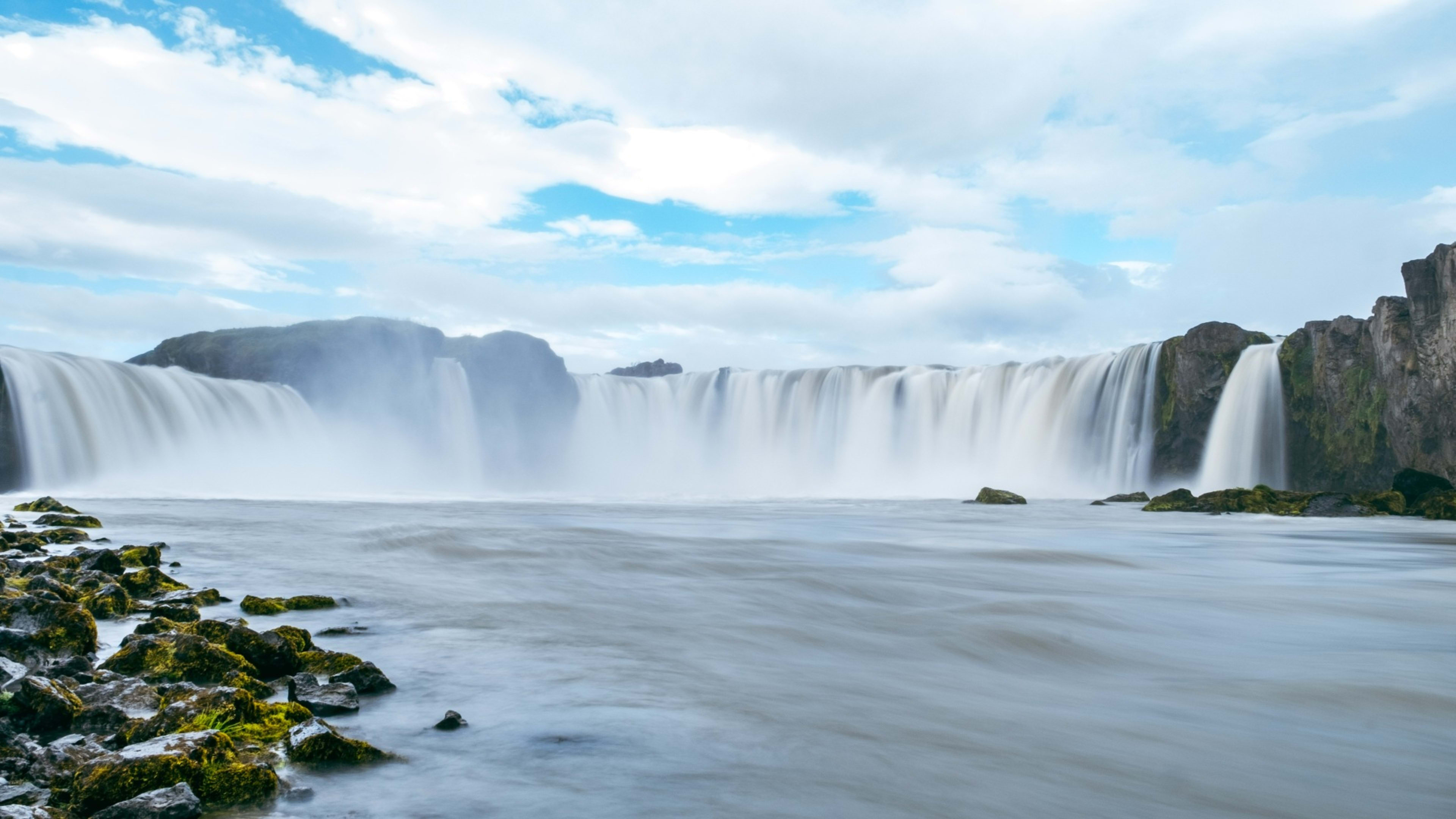 The Goðafoss waterfall in summer