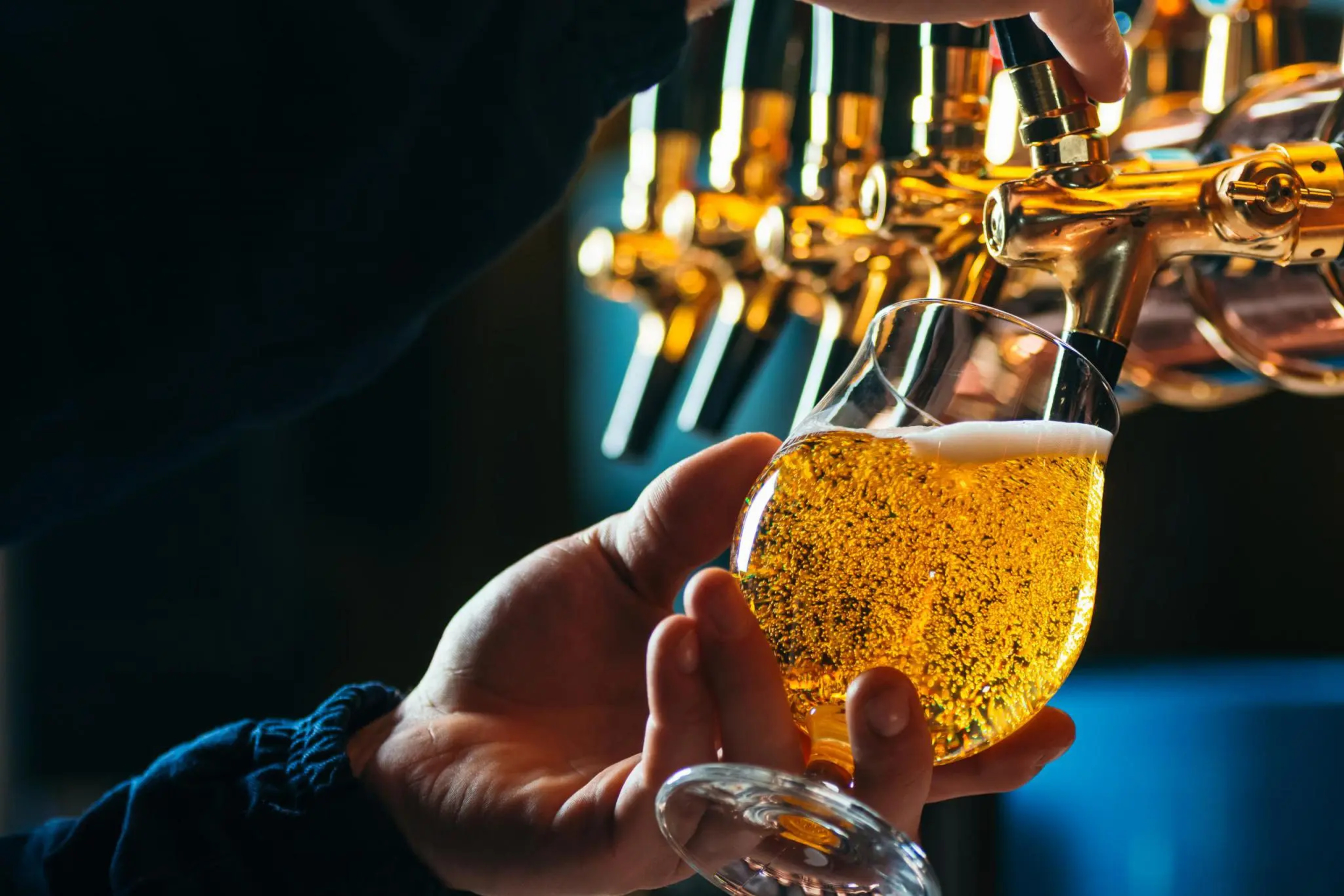 Pouring Icelandic beer from a tap