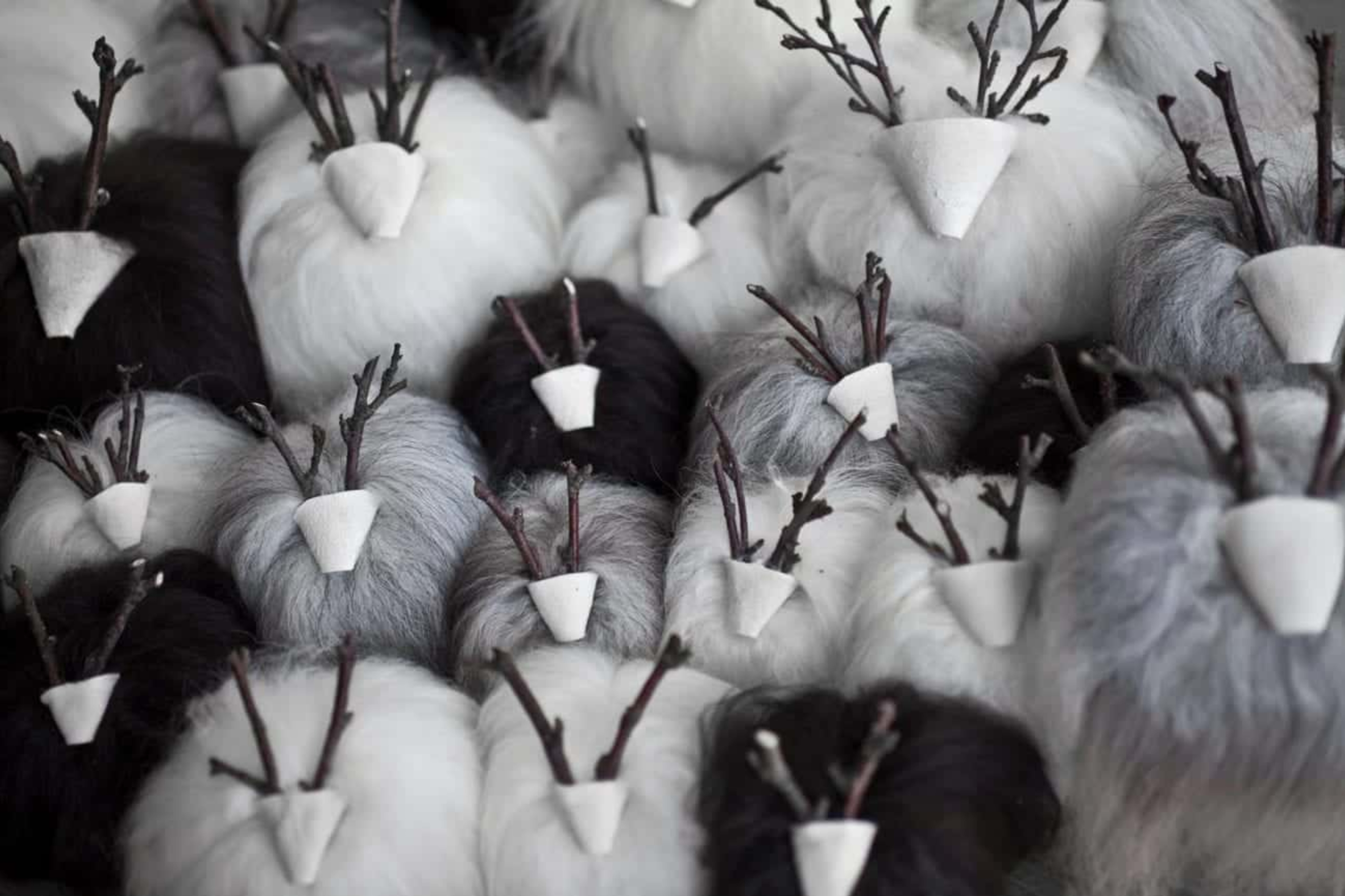 Furry ram figurines