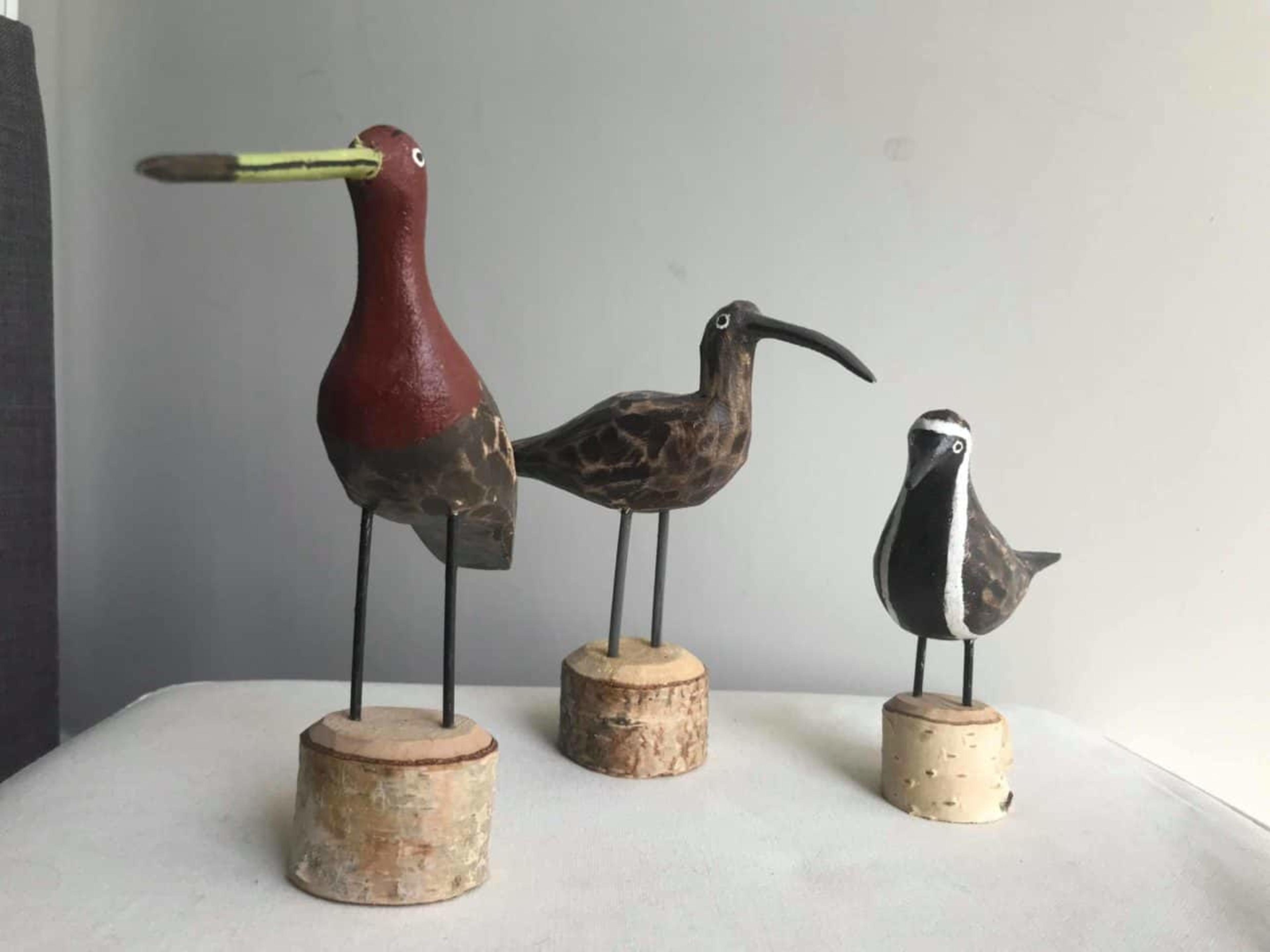 Hand-carved wooden birds