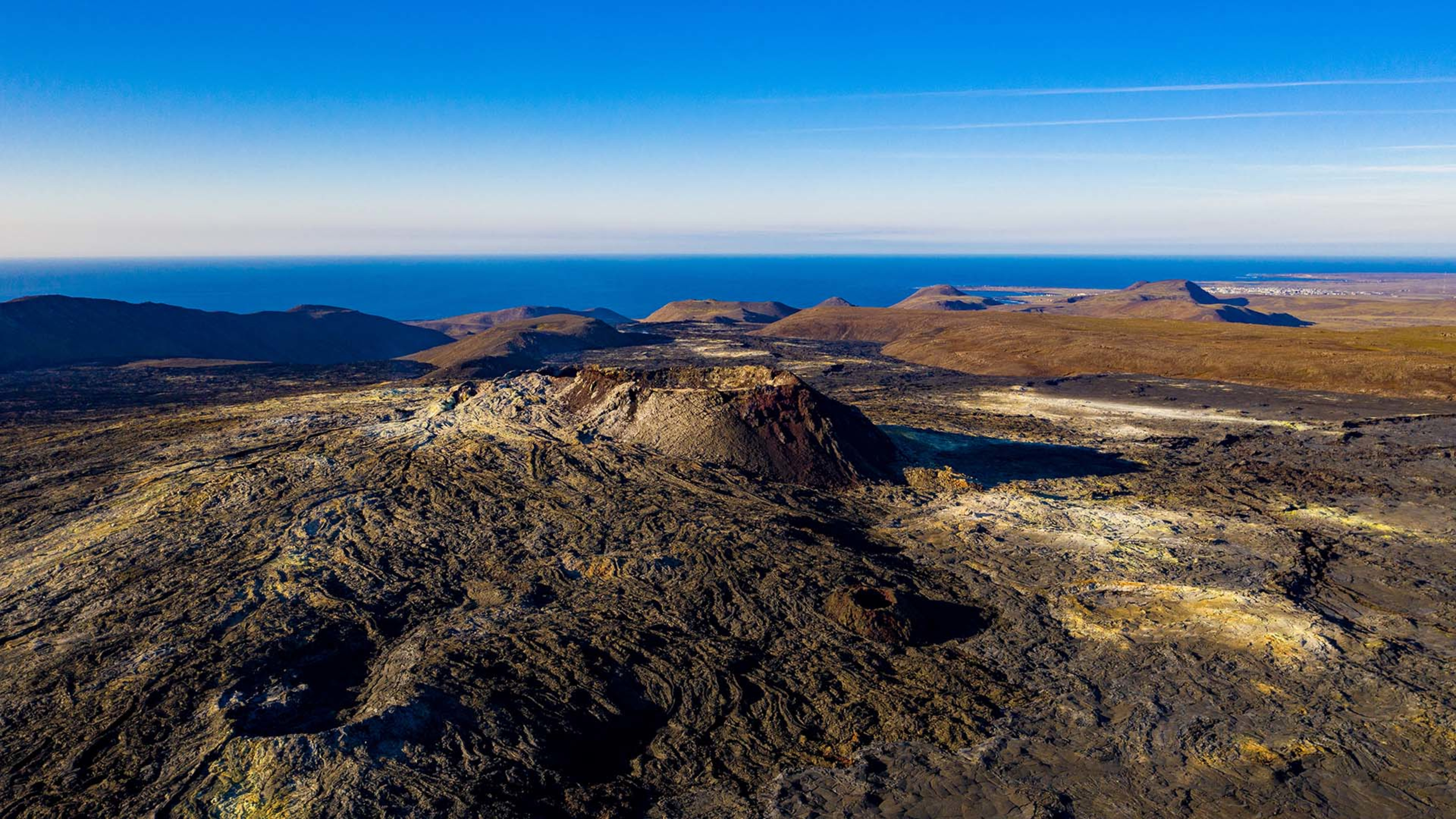 The Fagradalsfjall volcano as seen from above in 2022