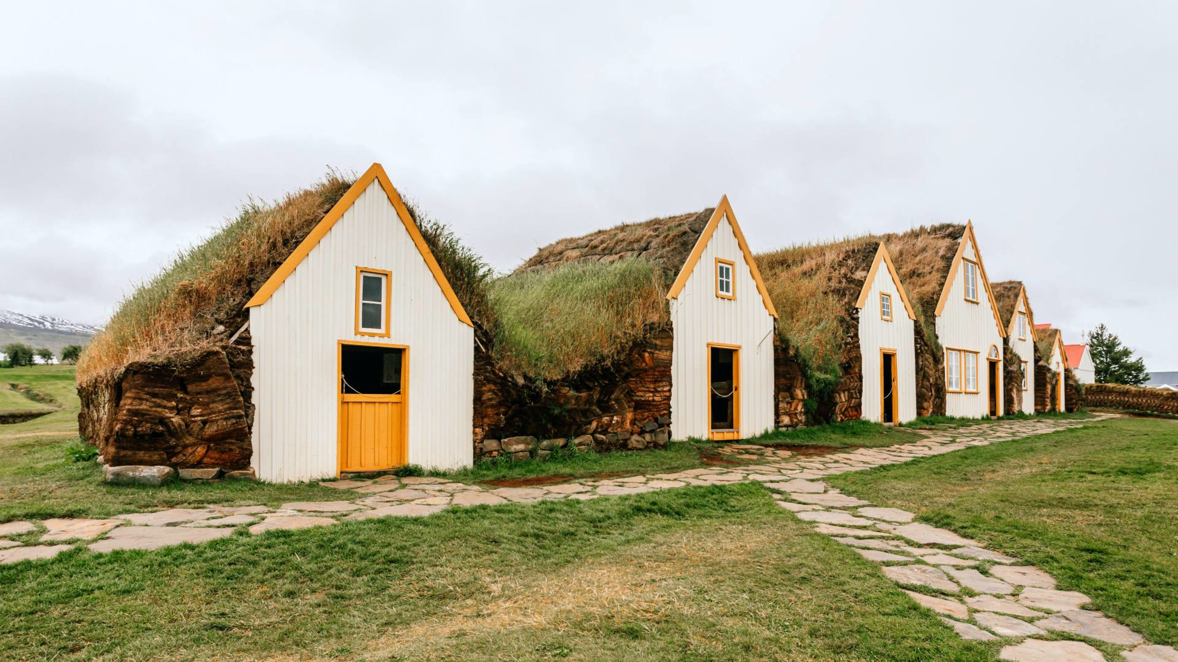 A row of houses at the Glaumbær turf farm