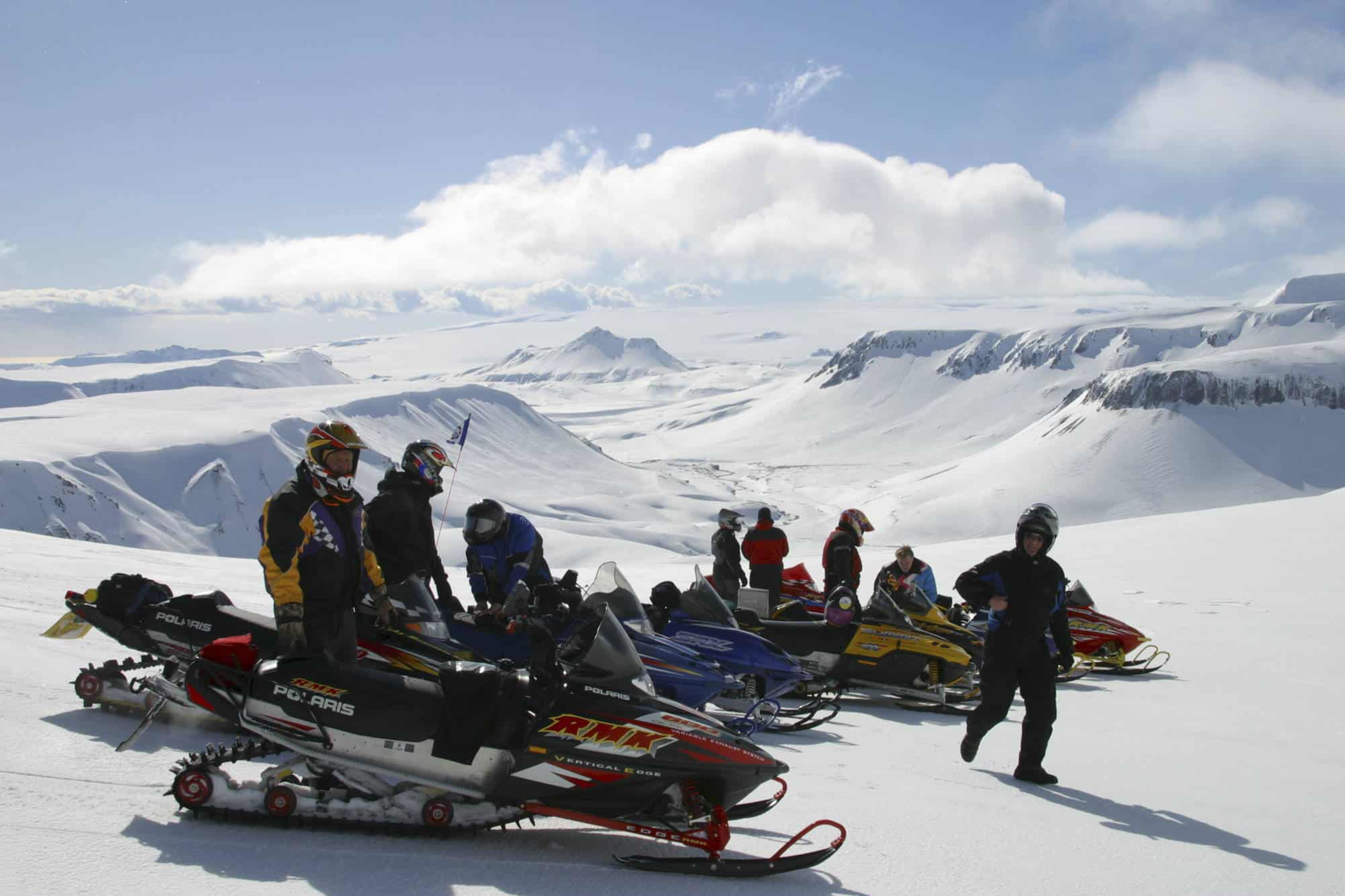 Snowmobiling on Langjökull glacier