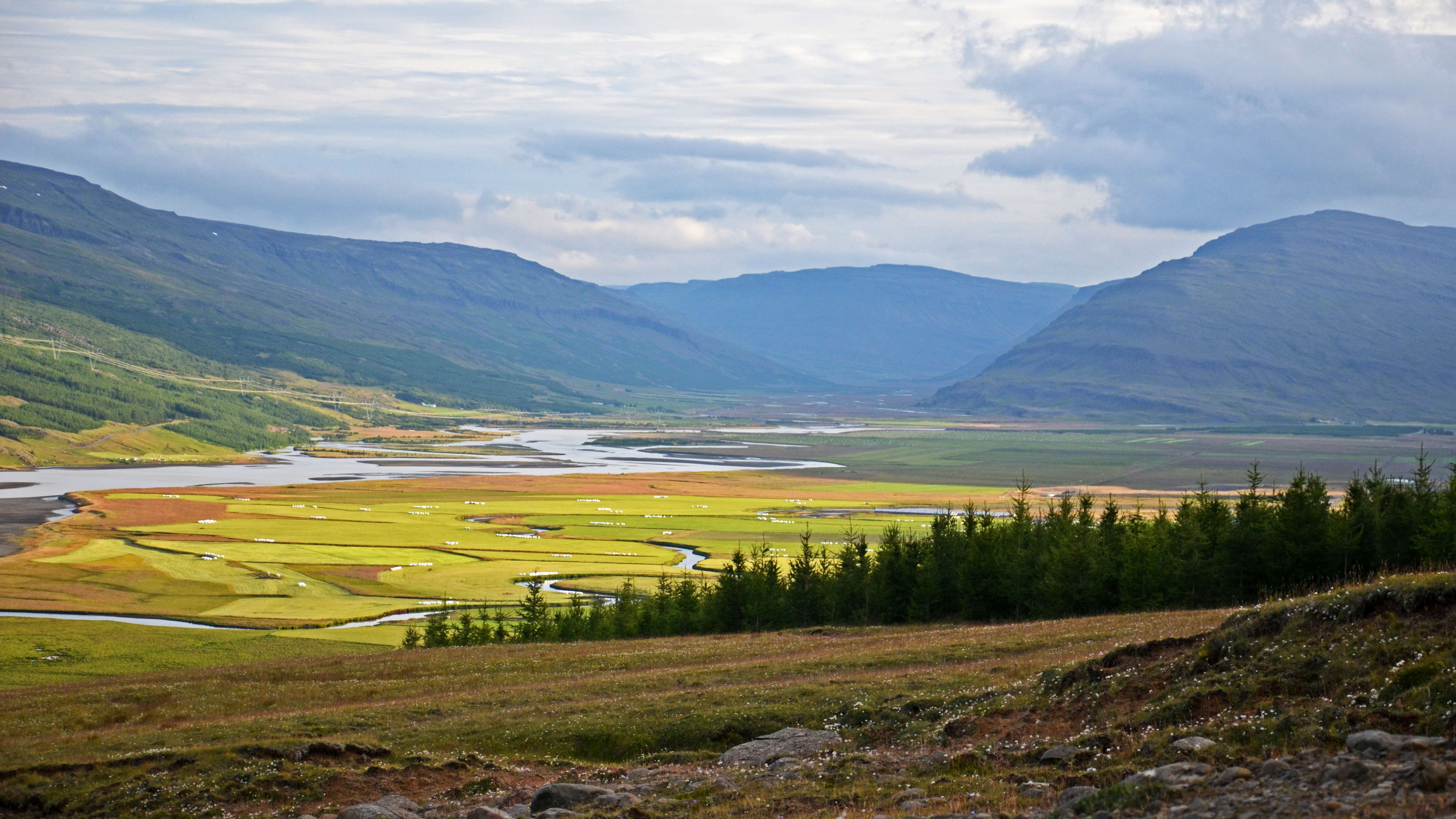 Scenic view of the Lögurinn lake southern area from the west side