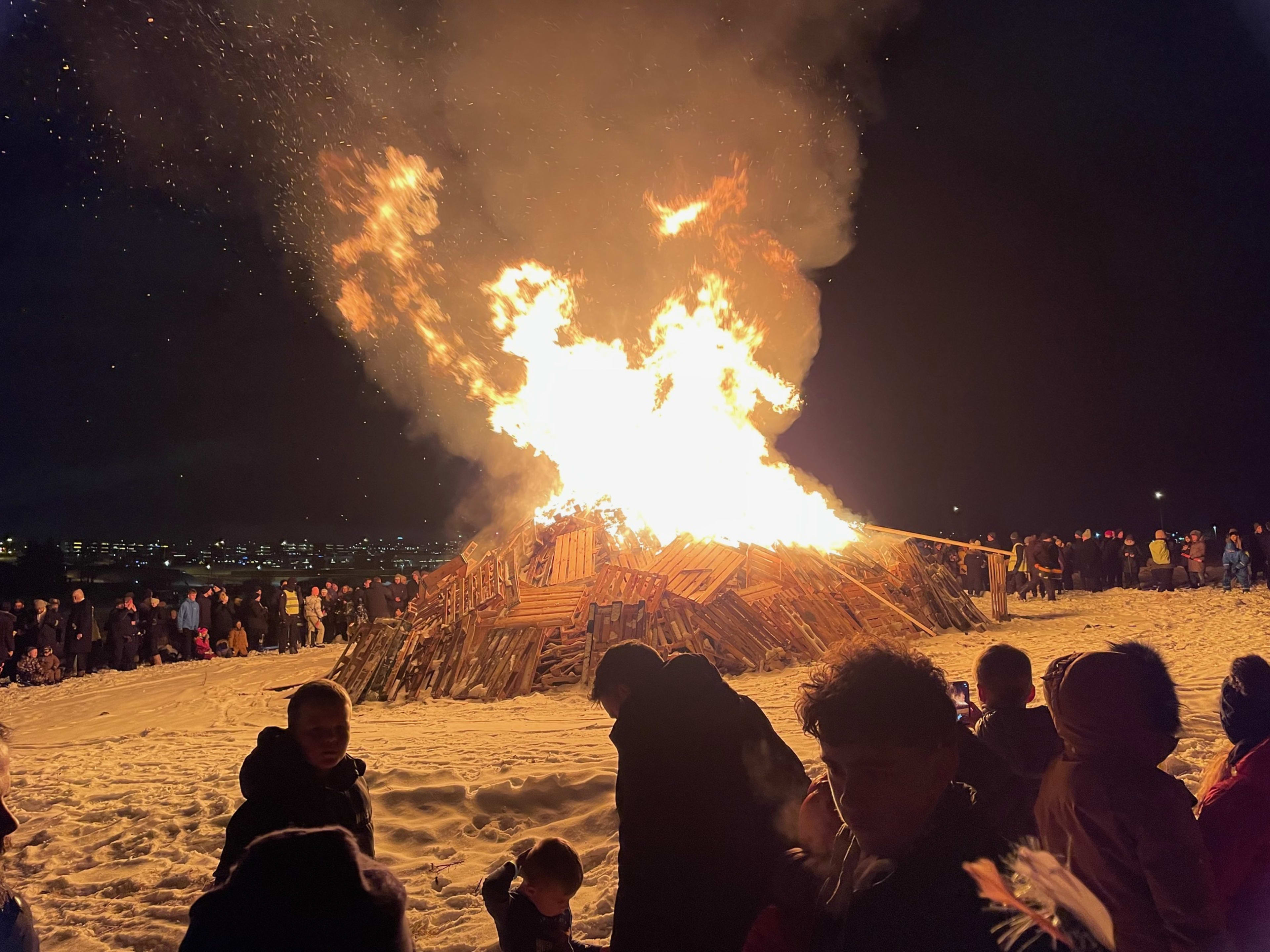 Bonfire for New Years in Iceland