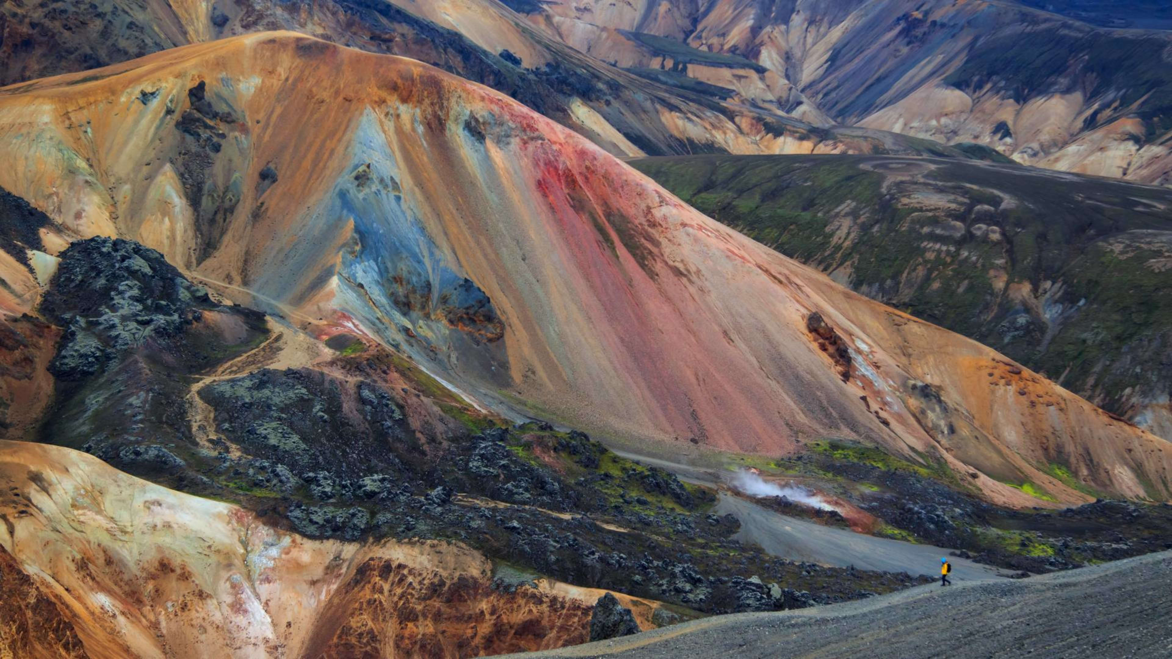 Hiker in Landmannalaugar, Iceland