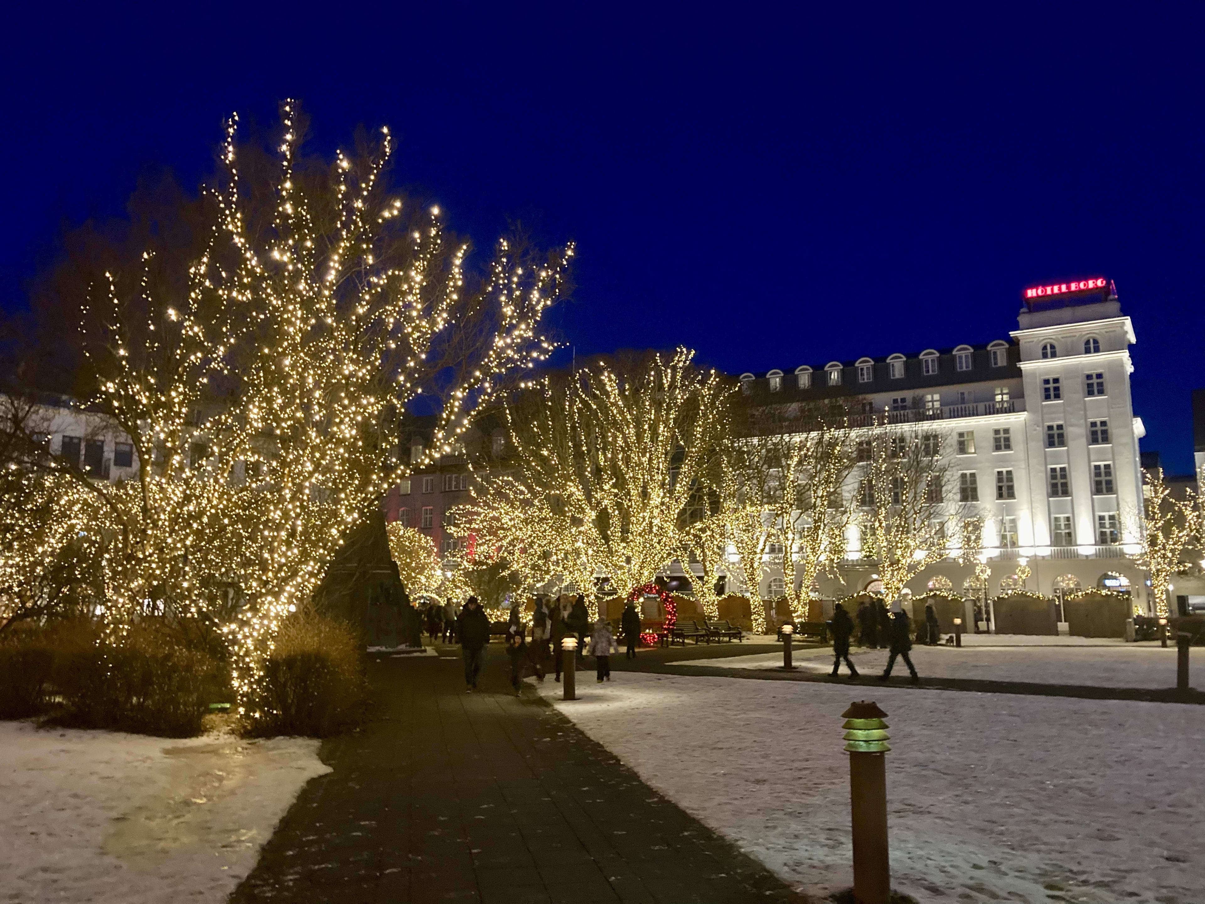 Square in Reykjavik at Christmas