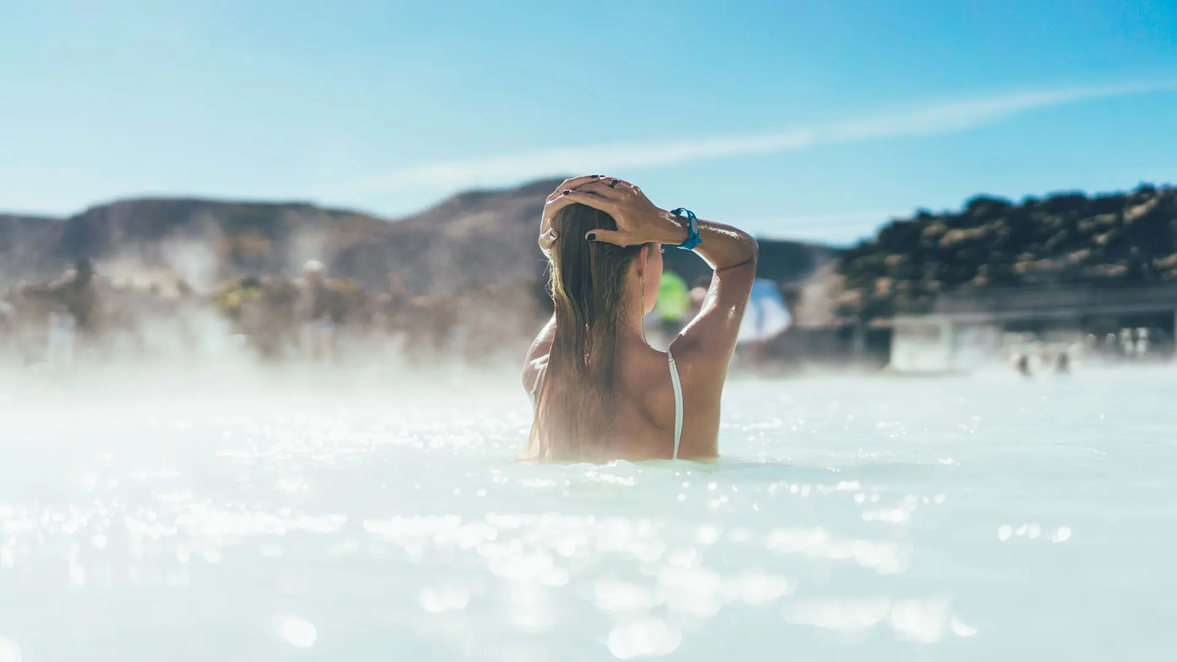 Woman relaxing in the Blue Lagoon