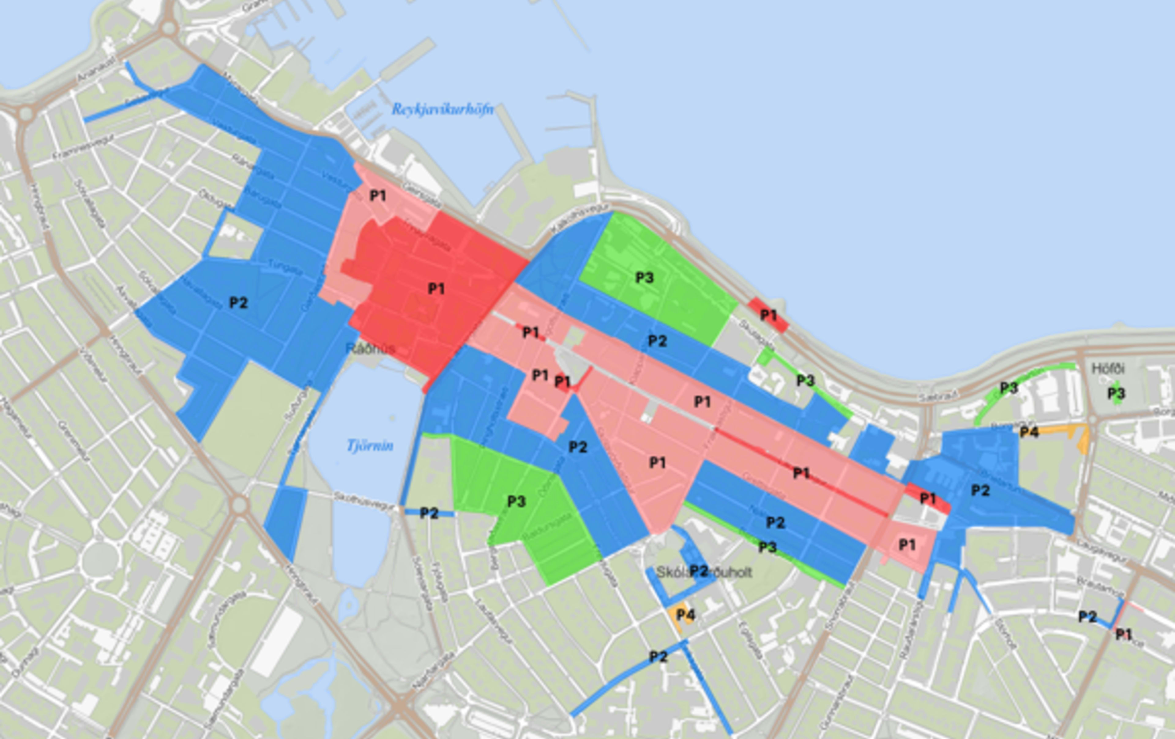 Parking Map Reykjavik