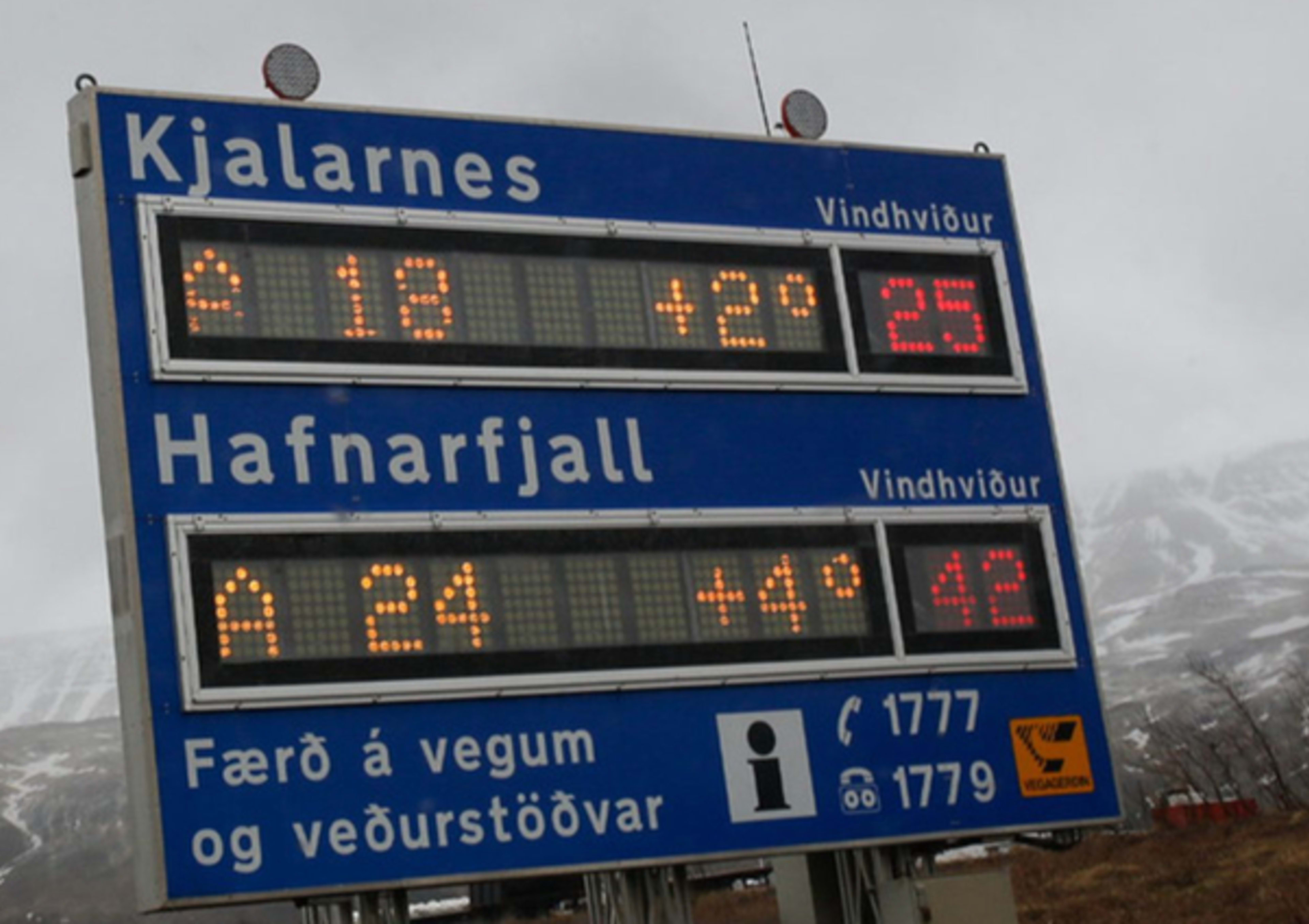 weather road sign Iceland