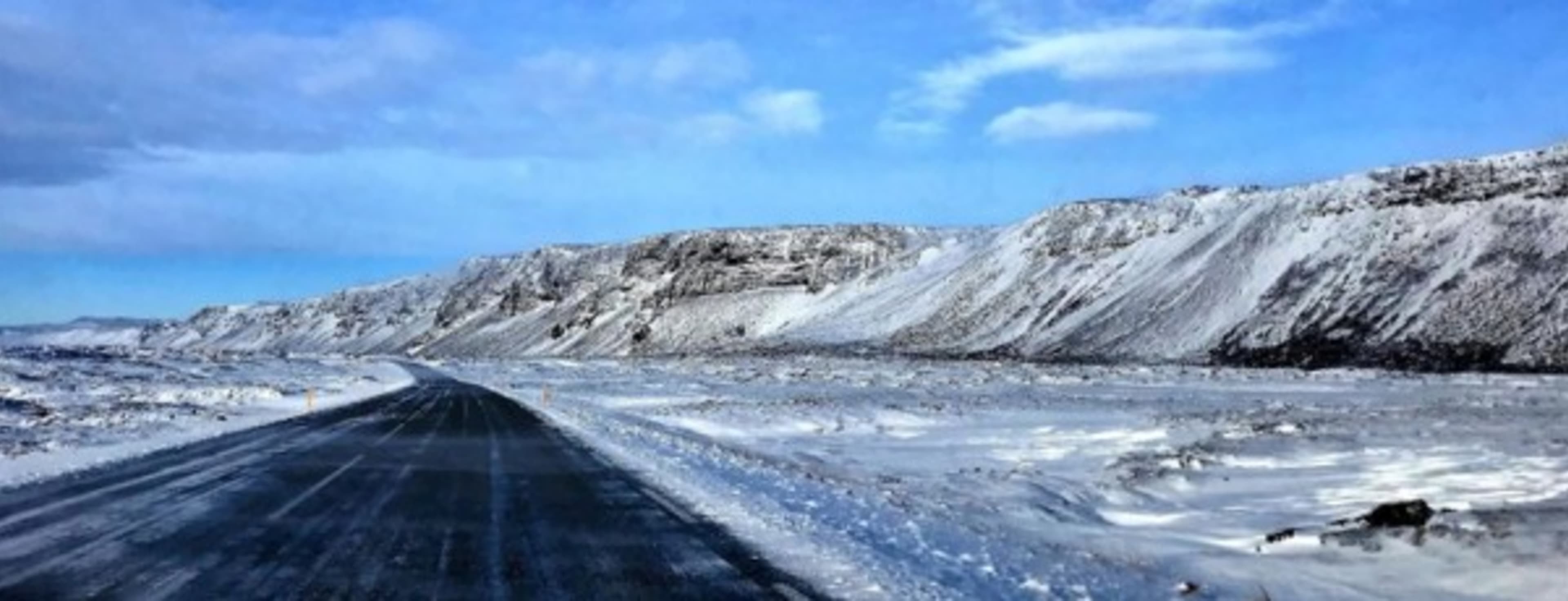 snowy road iceland