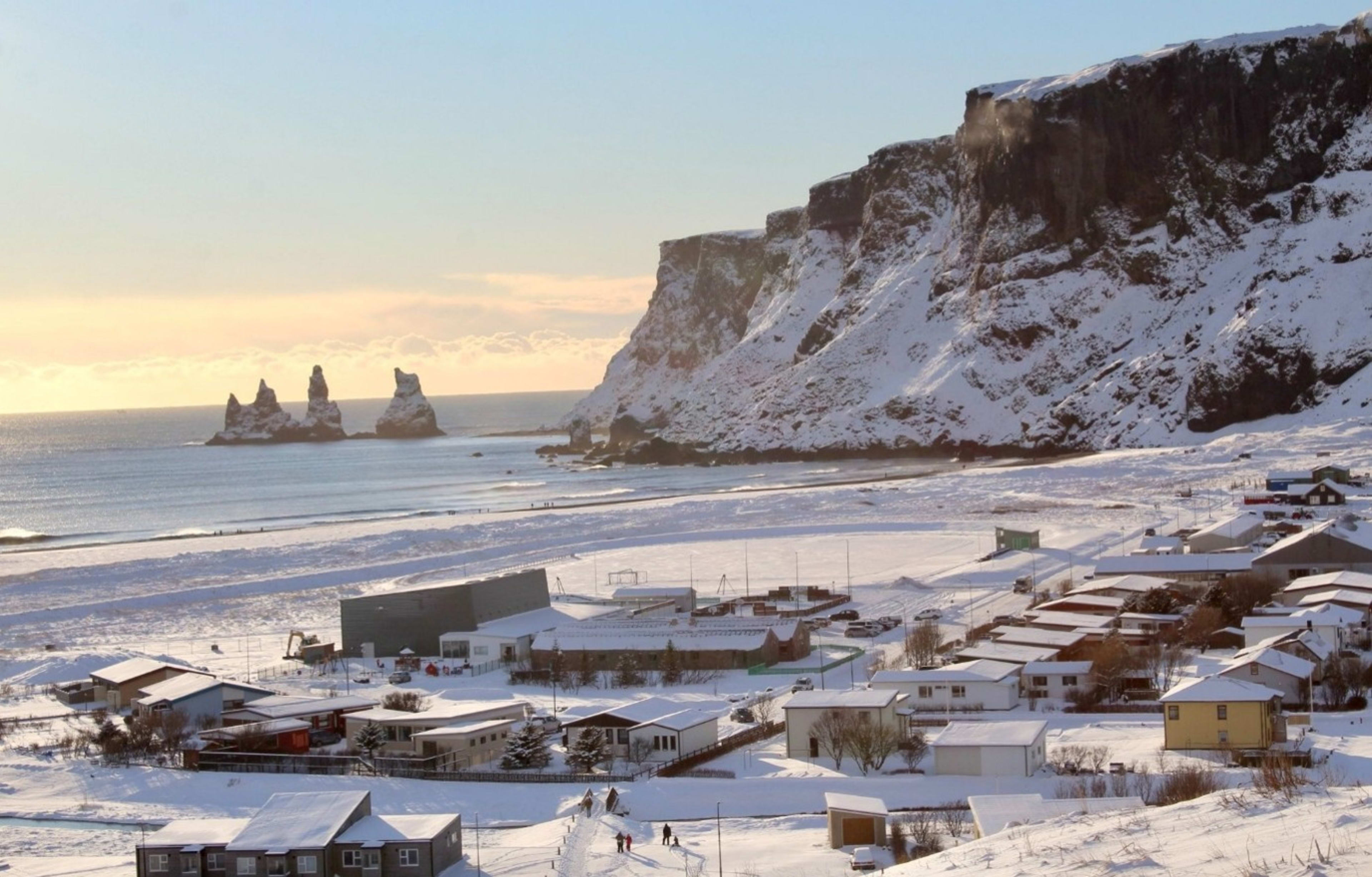 Snowy town in Iceland