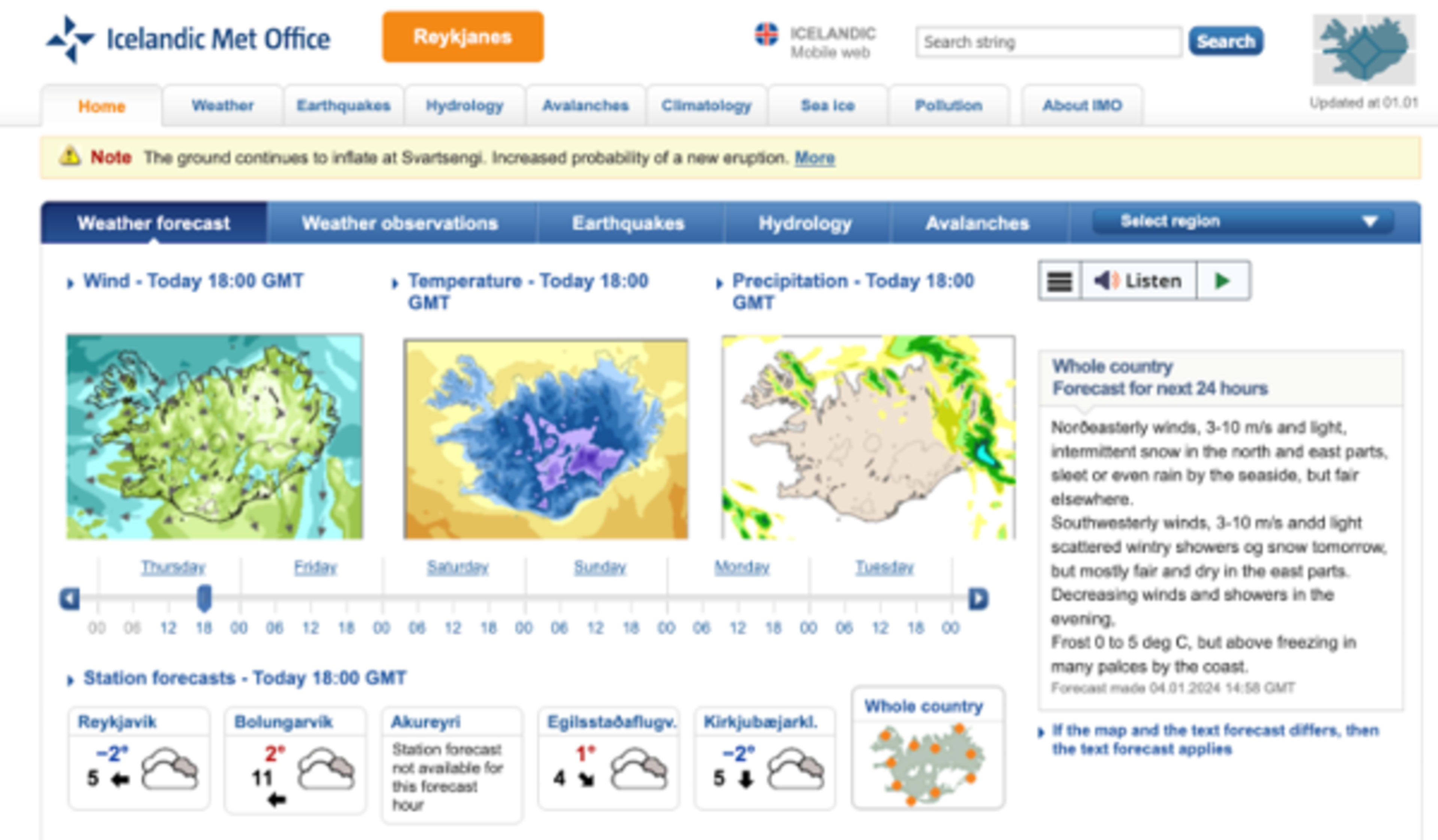 weather website iceland