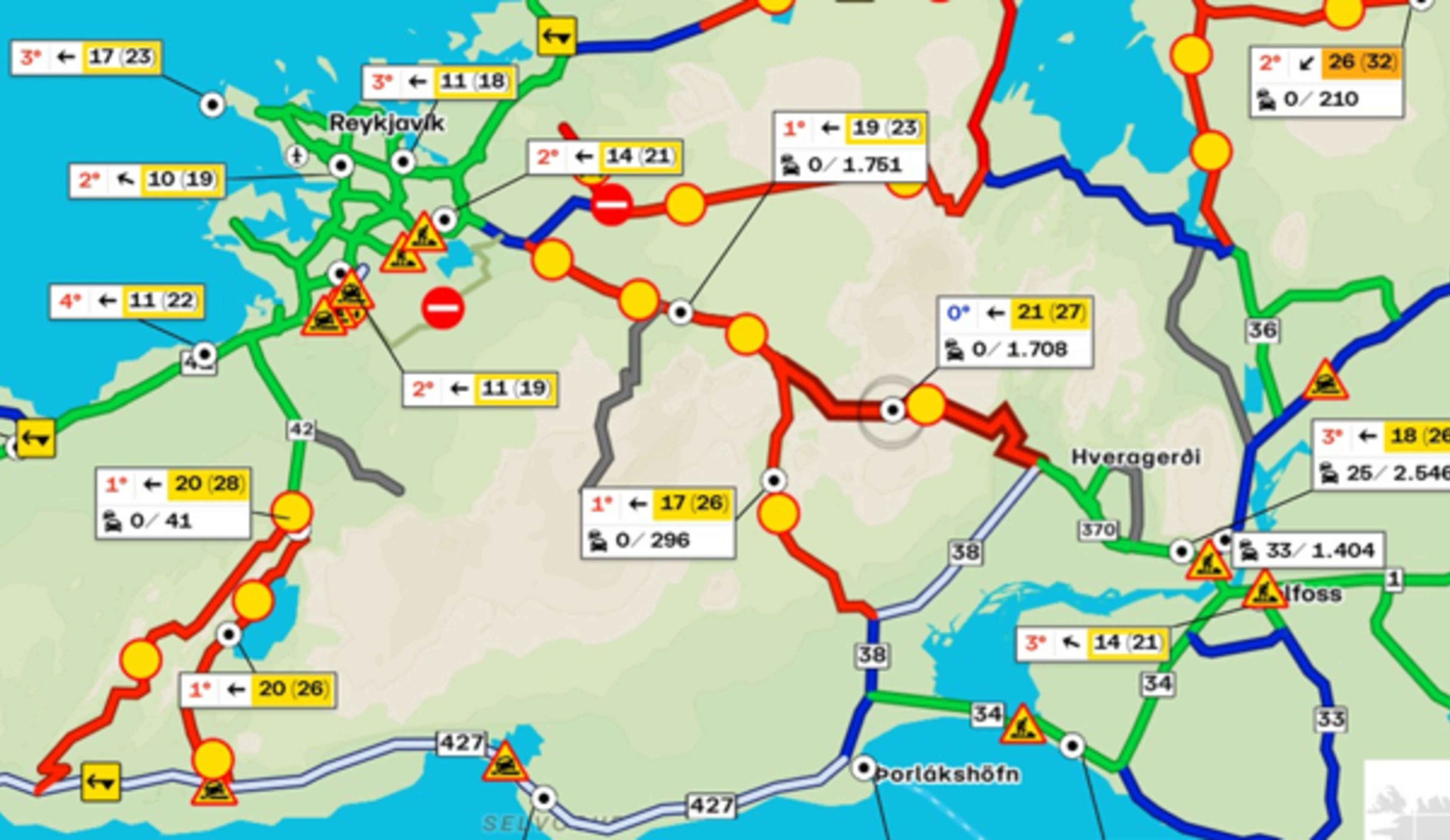 traffic map iceland